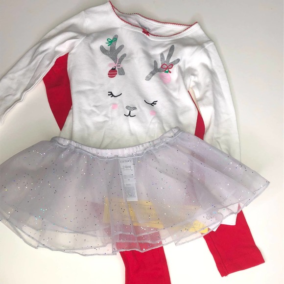 Carter's 3 Piece Reindeer Tutu Set, 24M - Picture 1 of 4